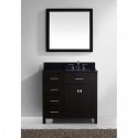 Caroline Parkway 36" Single Bathroom Vanity in Espresso with Black Galaxy Granite Top and Square Sink with Brushed Nickel Faucet and Mirror