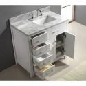 Caroline Parkway 36" Single Bathroom Vanity in White with Marble Top and Square Sink with Polished Chrome Faucet and Mirror