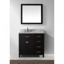Caroline Parkway 36" Single Bathroom Vanity in Espresso with Marble Top and Round Sink with Mirror