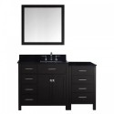 Caroline Parkway 57" Single Bathroom Vanity in Espresso with Black Galaxy Granite Top and Square Sink with Brushed Nickel Faucet and Mirror