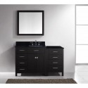 Caroline Parkway 57" Single Bathroom Vanity in Espresso with Black Galaxy Granite Top and Square Sink with Brushed Nickel Faucet and Mirror