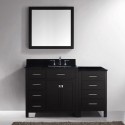 Caroline Parkway 57" Single Bathroom Vanity in Espresso with Black Galaxy Granite Top and Square Sink with Polished Chrome Faucet and Mirror