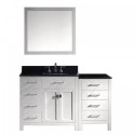 Caroline Parkway 57" Single Bathroom Vanity in White with Black Galaxy Granite Top and Square Sink with Mirror