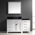 Caroline Parkway 57" Single Bathroom Vanity in White with Black Galaxy Granite Top and Square Sink with Mirror