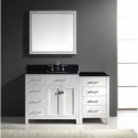Caroline Parkway 57" Single Bathroom Vanity in White with Black Galaxy Granite Top and Square Sink with Mirror