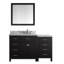 Caroline Parkway 57" Single Bathroom Vanity in Espresso with Marble Top and Round Sink with Mirror