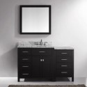 Caroline Parkway 57" Single Bathroom Vanity in Espresso with Marble Top and Round Sink with Mirror