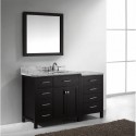 Caroline Parkway 57" Single Bathroom Vanity in Espresso with Marble Top and Round Sink with Mirror