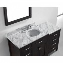 Caroline Parkway 57" Single Bathroom Vanity in Espresso with Marble Top and Round Sink with Mirror