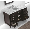 Caroline Parkway 57" Single Bathroom Vanity in Espresso with Marble Top and Round Sink with Mirror