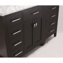 Caroline Parkway 57" Single Bathroom Vanity in Espresso with Marble Top and Round Sink with Mirror