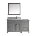 Caroline Parkway 57" Single Bathroom Vanity in Grey with Marble Top and Round Sink with Brushed Nickel Faucet and Mirror