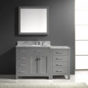 Caroline Parkway 57" Single Bathroom Vanity in Grey with Marble Top and Round Sink with Brushed Nickel Faucet and Mirror