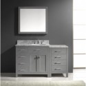 Caroline Parkway 57" Single Bathroom Vanity in Grey with Marble Top and Round Sink with Brushed Nickel Faucet and Mirror