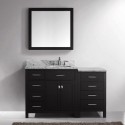 Caroline Parkway 57" Single Bathroom Vanity in Espresso with Marble Top and Square Sink with Polished Chrome Faucet and Mirror