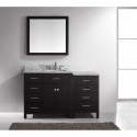 Caroline Parkway 57" Single Bathroom Vanity in Espresso with Marble Top and Square Sink with Polished Chrome Faucet and Mirror