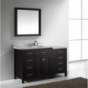 Caroline Parkway 57" Single Bathroom Vanity in Espresso with Marble Top and Square Sink with Polished Chrome Faucet and Mirror