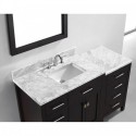 Caroline Parkway 57" Single Bathroom Vanity in Espresso with Marble Top and Square Sink with Polished Chrome Faucet and Mirror