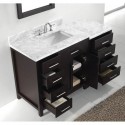Caroline Parkway 57" Single Bathroom Vanity in Espresso with Marble Top and Square Sink with Polished Chrome Faucet and Mirror