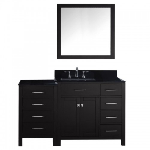 Caroline Parkway 57" Single Bathroom Vanity in Espresso with Black Galaxy Granite Top and Square Sink with Mirror