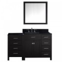 Caroline Parkway 57" Single Bathroom Vanity in Espresso with Black Galaxy Granite Top and Square Sink with Brushed Nickel Faucet and Mirror