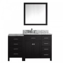 Caroline Parkway 57" Single Bathroom Vanity in Espresso with Marble Top and Square Sink with Brushed Nickel Faucet and Mirror