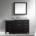 Caroline Parkway 57" Single Bathroom Vanity in Espresso with Marble Top and Square Sink with Brushed Nickel Faucet and Mirror