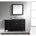 Caroline Parkway 57" Single Bathroom Vanity in Espresso with Marble Top and Square Sink with Brushed Nickel Faucet and Mirror