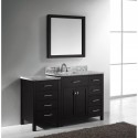 Caroline Parkway 57" Single Bathroom Vanity in Espresso with Marble Top and Square Sink with Brushed Nickel Faucet and Mirror