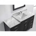 Caroline Parkway 57" Single Bathroom Vanity in Espresso with Marble Top and Square Sink with Brushed Nickel Faucet and Mirror