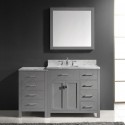 Caroline Parkway 57" Single Bathroom Vanity in Grey with Marble Top and Square Sink with Mirror