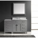 Caroline Parkway 57" Single Bathroom Vanity in Grey with Marble Top and Square Sink with Mirror
