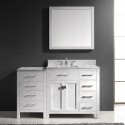 Caroline Parkway 57" Single Bathroom Vanity in White with Marble Top and Square Sink with Polished Chrome Faucet and Mirror