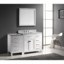 Caroline Parkway 57" Single Bathroom Vanity in White with Marble Top and Square Sink with Polished Chrome Faucet and Mirror