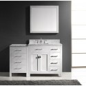 Caroline Parkway 57" Single Bathroom Vanity in White with Marble Top and Square Sink with Polished Chrome Faucet and Mirror