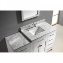Caroline Parkway 57" Single Bathroom Vanity in White with Marble Top and Square Sink with Polished Chrome Faucet and Mirror