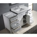 Caroline Parkway 57" Single Bathroom Vanity in White with Marble Top and Square Sink with Polished Chrome Faucet and Mirror