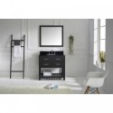Caroline Estate 36" Single Bathroom Vanity in Espresso with Black Galaxy Granite Top and Round Sink with Brushed Nickel Faucet and Mirror