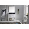 Caroline Estate 36" Single Bathroom Vanity in White with Black Galaxy Granite Top and Round Sink with Polished Chrome Faucet and Mirror