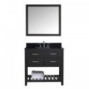 Caroline Estate 36" Single Bathroom Vanity in Espresso with Black Galaxy Granite Top and Square Sink with Mirror