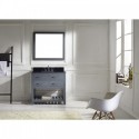 Caroline Estate 36" Single Bathroom Vanity in Grey with Black Galaxy Granite Top and Square Sink with Mirror
