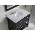Caroline Estate 36" Single Bathroom Vanity in Espresso with Marble Top and Round Sink with Mirror