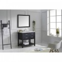 Caroline Estate 36" Single Bathroom Vanity in Espresso with Marble Top and Round Sink with Brushed Nickel Faucet and Mirror
