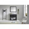 Caroline Estate 36" Single Bathroom Vanity in Espresso with Marble Top and Round Sink with Polished Chrome Faucet and Mirror