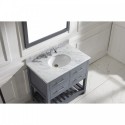 Caroline Estate 36" Single Bathroom Vanity in Grey with Marble Top and Round Sink with Mirror