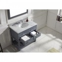 Caroline Estate 36" Single Bathroom Vanity in Grey with Marble Top and Round Sink with Mirror