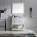Caroline Estate 36" Single Bathroom Vanity in White with Marble Top and Round Sink with Mirror