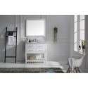 Caroline Estate 36" Single Bathroom Vanity in White with Marble Top and Round Sink with Brushed Nickel Faucet and Mirror