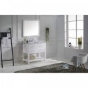 Caroline Estate 36" Single Bathroom Vanity in White with Marble Top and Round Sink with Polished Chrome Faucet and Mirror