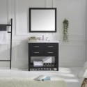 Caroline Estate 36" Single Bathroom Vanity in Espresso with Marble Top and Square Sink with Polished Chrome Faucet and Mirror
